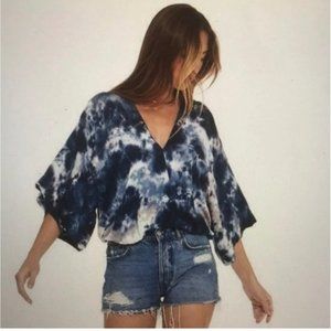 Young Fabulous & Broke Tia Tie Dye Top XS Kimono Crossover